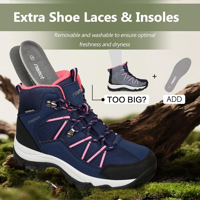 Черевики для трекінгу жіночі, туристичні черевики, водонепроникні, для хайкінгу та кемпінгу, Marineblau, 42 EU