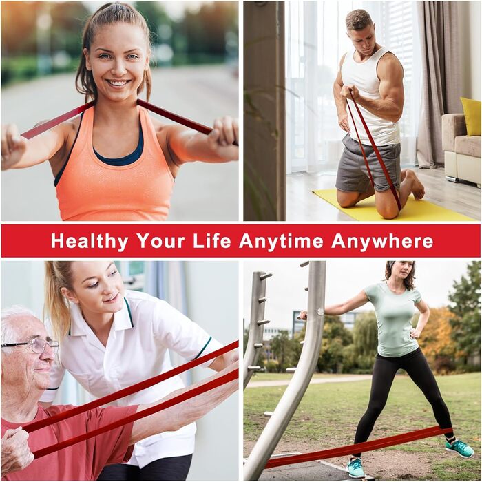 Гума для фітнесу та йоги, стрічка опору 90-175 lbs, 3 шт. (15-25 lbs/ЧЕРВОНА)