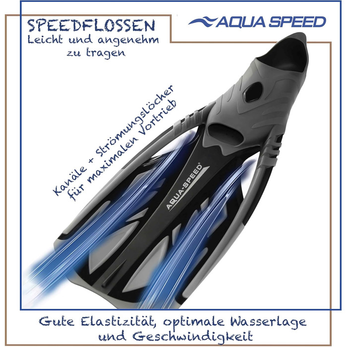 Довгі ласти Aqua Speed INOX 44/45 для дорослих, сірі/білі – ласти для плавання, дайвінгу та снорклінгу для жінок і чоловіків