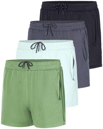 Чоловічі бігові шорти Real Essentials (4 шт. в наборі) з сітчастої тканини, швидковисихаючі, з кишенями на блискавці та шнурком. Розміри: L, XXL