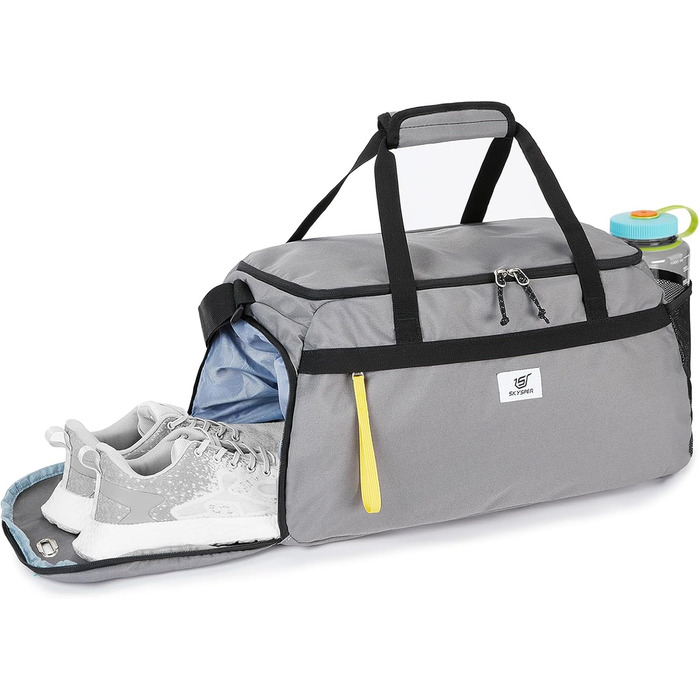 Спортивна сумка SKYSPER 35L з відділенням для взуття та мокрих речей - для фітнесу, спорту, подорожей (сіра)
