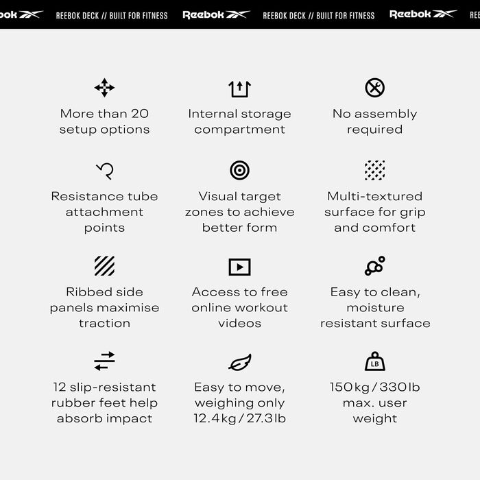 Фітнес-платформа Reebok Deck 2021, біла, універсальна для тренувань