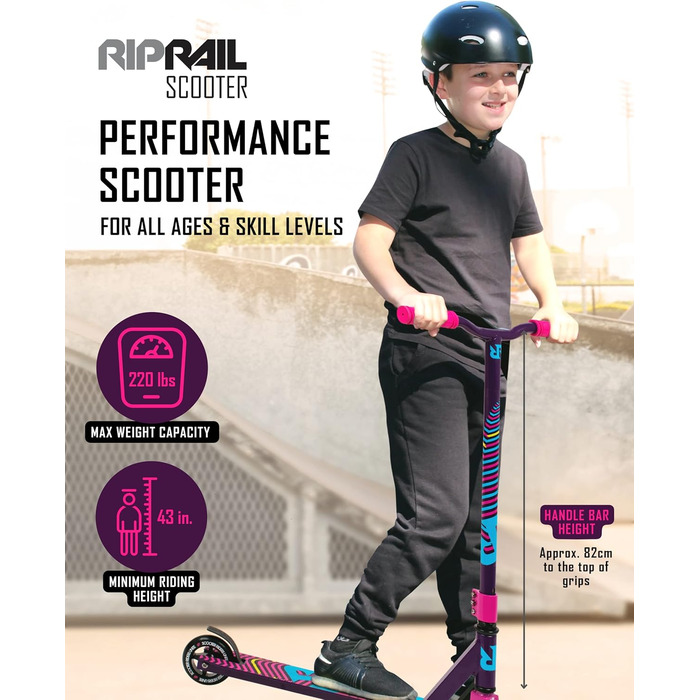 Дитячий трюковий самокат Riprail Matte Stunt Scooter для міста, від 6 років, фіолетовий
