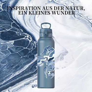 Фляга для води UZSPACE 1л (970мл) з нержавіючої сталі, термофляга з 1-кліком відкриття, 100% без витоку, для спорту, туризму, фітнесу, тренажерного залу, на вулицю, колір: лісовий зелений