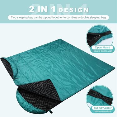 Спальний мішок Baumwoll-Flanell для дорослих, 100% бавовна, для кемпінгу, трекінгу, подорожей з рюкзаком, 3-4 сезони, легкий, See blau/schwarz