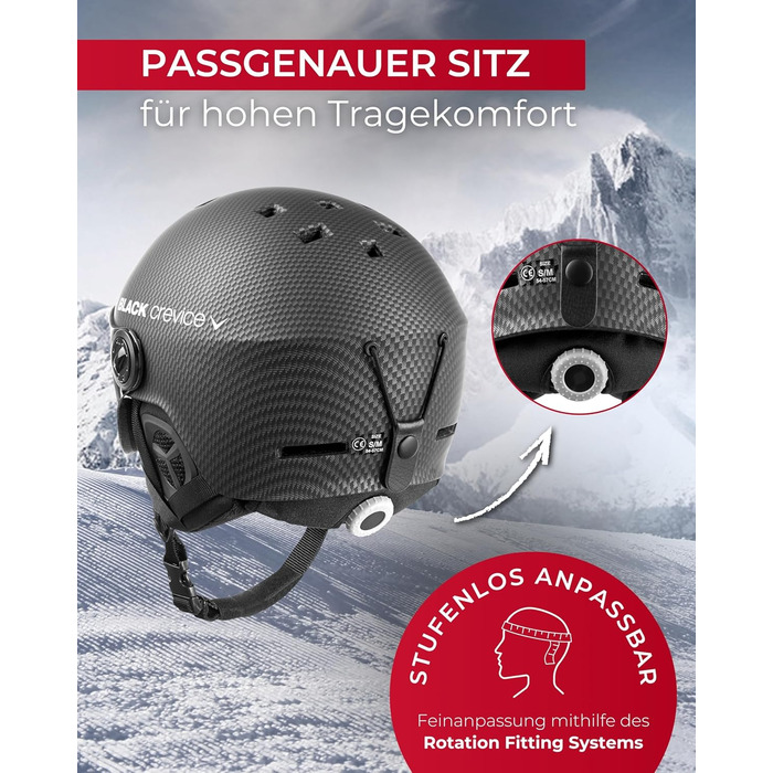 Шолом гірськолижний BLACK CREVICE Gstaad з візором (чоловічий/жіночий) | Полікарбонат, дихаючий, регульований 51-53 см | Чорний/Помаранчевий