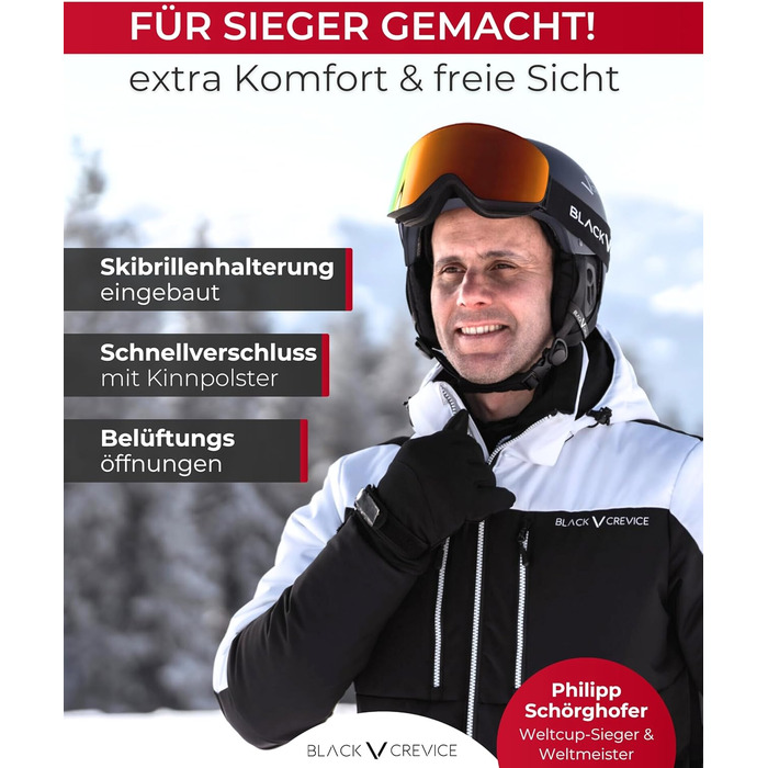 Чорний гірськолижний шолом Kitzbühel I - дихаючий, регульований, з полікарбонату, для чоловіків та жінок