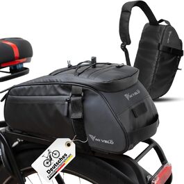 MIVELO 3-в-1 велосипедна сумка на багажник 9 л, водонепроникна, з відбивачами, чорна – сумка на багажник, через плече та ручна