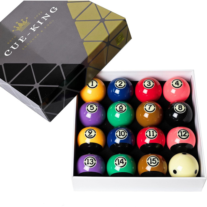 Більярдні кулі Cue-King Black Edition AA+ 5,4 см, набір з професійною точковою битком, стандартний комплект для більярду