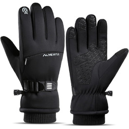 Зимові велосипедні рукавички для чоловіків та жінок, водонепроникні та вітронепроникні, з кишенею на блискавці та функцією сенсорного екрану, термо рукавички для MTB та шосейних велосипедів, чорні, XL