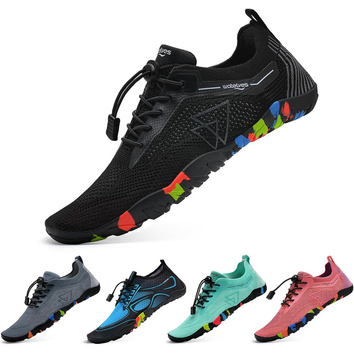 Водні шкарпетки WateLves для плавання, серфінгу та відпочинку на пляжі. Швидка сушка, дихаючі, розмір 36-48 EU (чорний трикутник, 41 EU)