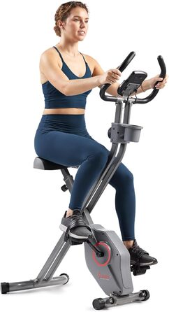 Складаний магнітний велотренажер Sunny Health & Fitness X-Bike Pro з цифровим монітором, пульсометром, магнітним опором, ергономічною підтримкою, сумісний із додатком SunnyFit