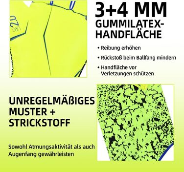 Футбольні воротарські рукавички Torwarthandschuhe: гарне зчеплення, розміри 6-10, для дітей, підлітків та дорослих, зелені
