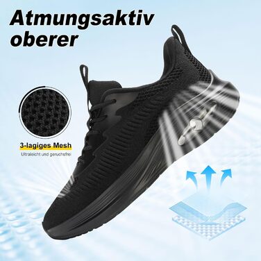 Жіночі кросівки ZYEN для широкої стопи, дихаючі спортивні кросівки, легкі та зручні бігові кросівки, снікерси для тренувань у фітнес-клубі (39 EU, чорний)