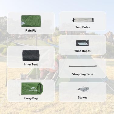 Намет Naturehike Bleik Ultraleicht 2-3 особи для кемпінгу, трекінгу та велотуризму (240x290x125 см, Зелений)