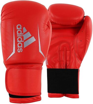 Боксерські рукавички ADIDAS SPEED 50 з PU-шкіри, червоно-сріблясті, 8 унцій