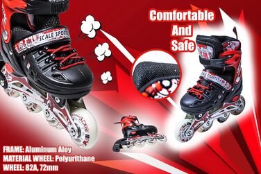 Дитячі ролики-кольоротки з підсвічуванням – ролики для дітей, чорно-білі (чорно-червоні, S)