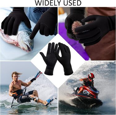 HOLEMZ Рукавички для дайвінгу 3 мм, неопренові рукавички для плавання, чорні, еластичні, регульовані, для водних видів спорту, серфінгу, снорклінгу, плавання, чоловічі, жіночі