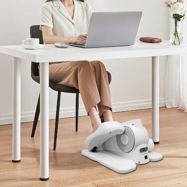 Еліпсотренажер електричний, міні-еліпсотренажер з пультом дистанційного керування та неслизьким килимком, 12 швидкостей, тихий, для офісу, підлітків, людей похилого віку (білий)