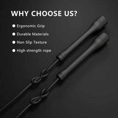 Стрибкове канат Springseil: 300 см, ПВХ-канат з бавовняним ядром, ергономічні ручки, регульована довжина, чорний