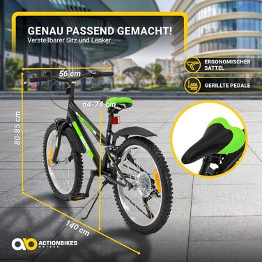Дитячий велосипед Actionbikes Arrow 20/24 дюймів, 6 швидкостей, V-Brake, захист крил, для хлопчиків і дівчаток, від 6 до 12 років