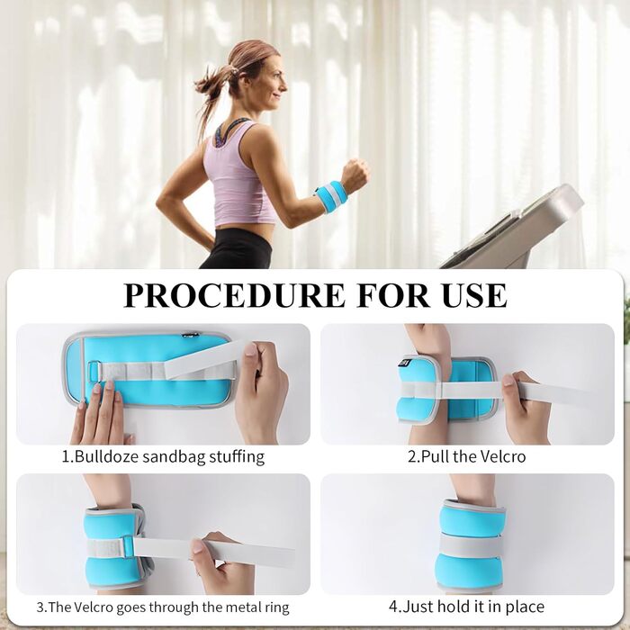 Важкі манжети на зап'ястя та кісточки, 0,25/0,5 кг, набір, синій. Важкі манжети для рук та ніг, для фітнесу, бігу, йоги, танців