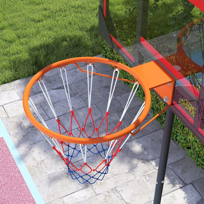 Баскетбольний кошик AIYAPLAY вуличний дитячий з регульованою висотою 210-260 см на колесах, червоний