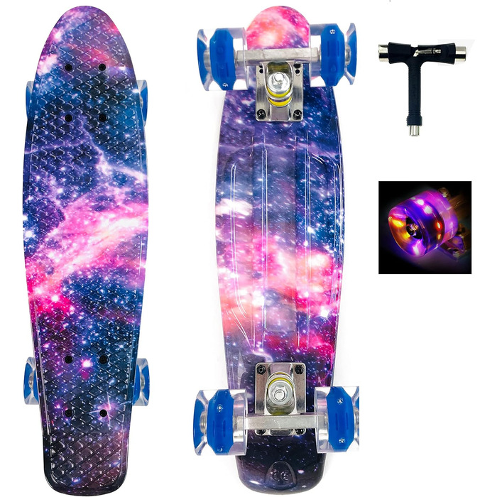 Скейтборд Sumeber Mini Cruiser 22 дюйми з LED колесами для дорослих і дітей, для початківців, подарунок на день народження