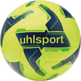 Дитячий футбольний м'яч Uhlsport 350 LITE Synergy, розмір 4, для тренувань і ігор у приміщенні та на траві, флуо-жовтий/темно-синій/флуо-зелений, для дітей 10-12 років