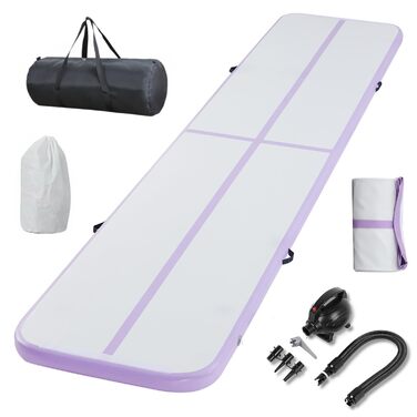 Надувний гімнастичний мат Air Turn Track Matte (6м, фіолетовий) — антиковзаючий та водонепроникний мат для тумблінгу, йоги, фітнесу та кемпінгу