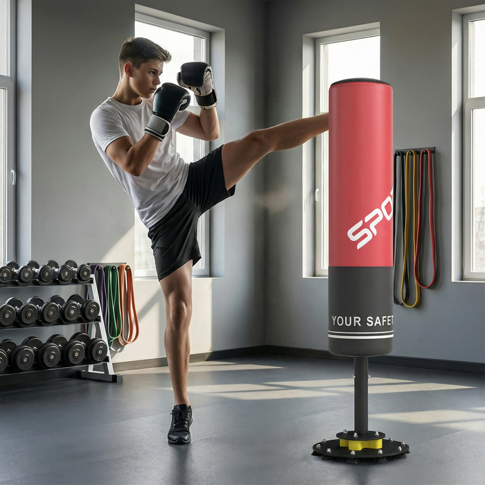 Стенд-боксерський мішок 135 см. Самостійна підставка, 10 присосок та амортизатор для дорослих та підлітків.