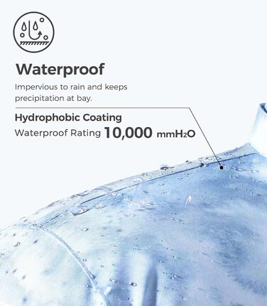 Жіноча куртка Wantdo для гірського туризму та хайкінгу, водонепроникна, з капюшоном, тепла, світло-блакитна