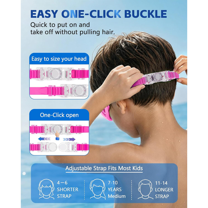 Дитячі плавальні окуляри Kinder-Schwimmbrille (2 шт.) – прозорі, антифог, анти-UV, водонепроникні, з навушниками та фіксатором для носа, для дітей 5-15 років