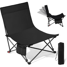Складний стілець для кемпінгу, риболовлі та відпочинку на природі (150 кг), чорний
