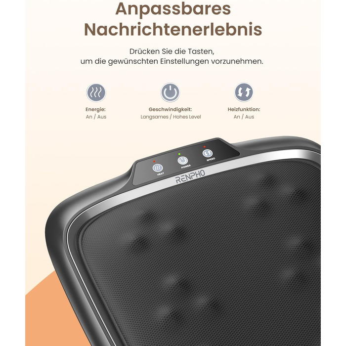 Масажер для ніг RENPHO з підігрівом, Shiatsu, електричний, 18 масажних роликів, для фасціїту п'ят, подарунок для жінок та чоловіків, розмір до 47, FM062