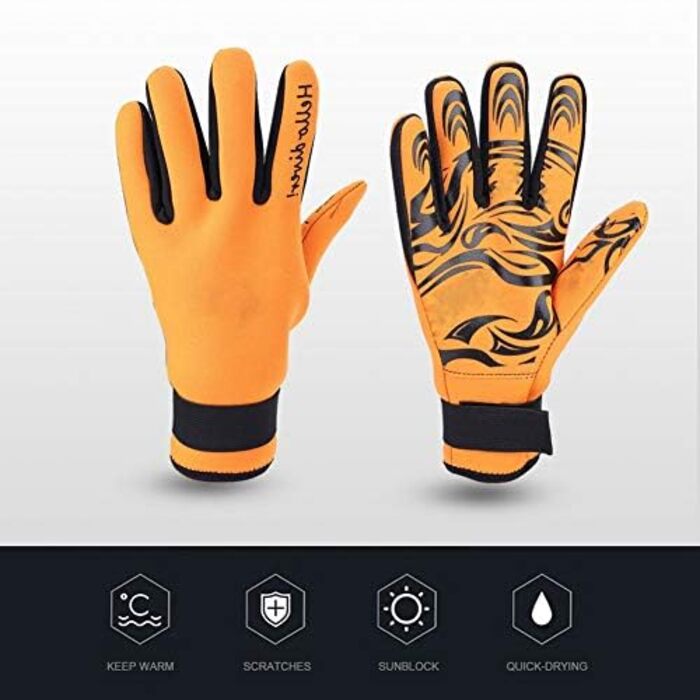 Рукавички для плавання VGEBY1, 2 мм неопрен, 5 пальців, для водного спорту, дорослі (Помаранчевий, L)