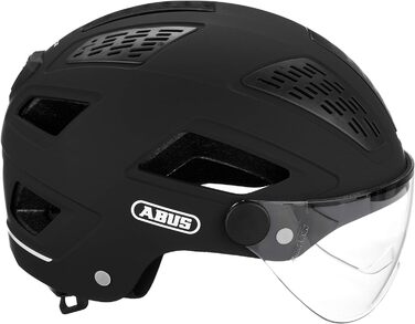 Велосипедний шолом ABUS Hyban 2.0 ACE з візором, LED-світлом і ABS-оболонкою, для дорослих, чорний, розмір M (52-58 см)