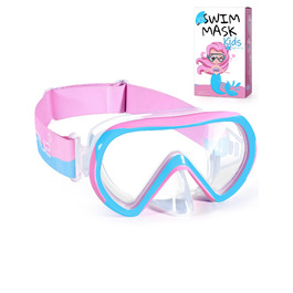 Дитяча маска для плавання та снорклінгу Supertrip, 6-14 років, скло, рожево-блакитна