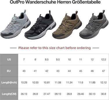 Черевики для хайкінгу чоловічі Outdoor, трекінгові, чорні, 43 EU. Зручні, дихаючі, з антиковзкою підошвою.