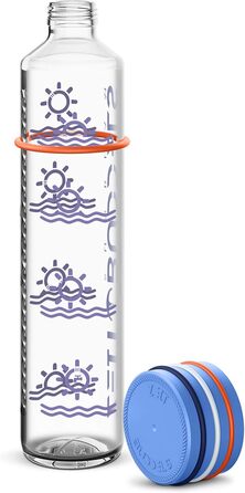 Мотиваційна пляшка для води SUNBEAM 1 л, з часом, небитка, BPA Free, для газованої води, не протікає, блакитна