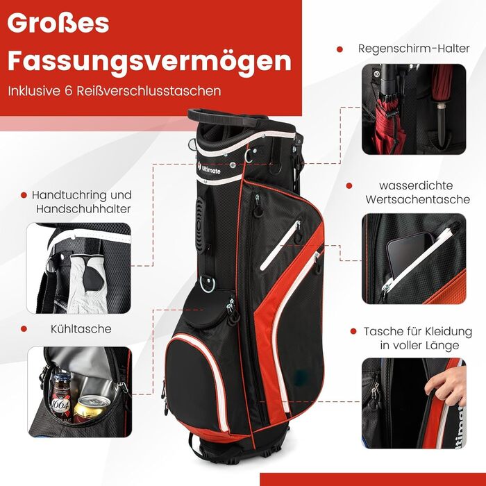Сумка для гольфу FANTASK, 6/8/14 відділень, легка, портативна, для чоловіків та жінок, червона