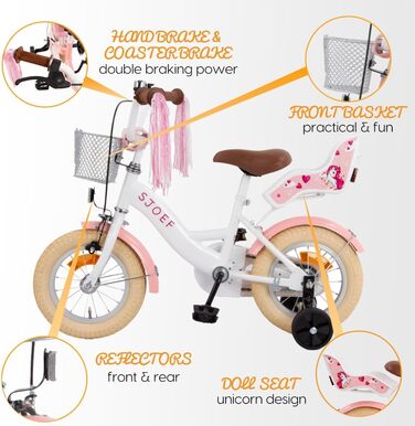 Дитячий велосипед Dolly 12 дюймів | для дівчаток 2-4 роки | з бічними колесами | проста збірка | білий