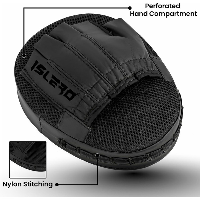 Боксерські подушки Islero Fitness чорного кольору для чоловіків та жінок: міцні, для ударів, MMA, муай-тай, кікбоксинг, хаки та джеб. Ідеальні для тренувань