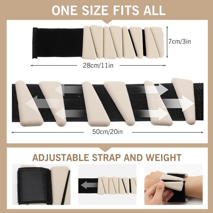 Набір вантажів для зап'ястя та гомілковостопного суглоба (2 шт., по 0.45 кг) – регульовані вантажі, силіконові браслети для жінок та чоловіків, для бігу, джоггінгу, ходьби, йоги, танців, пілатесу, бежеві