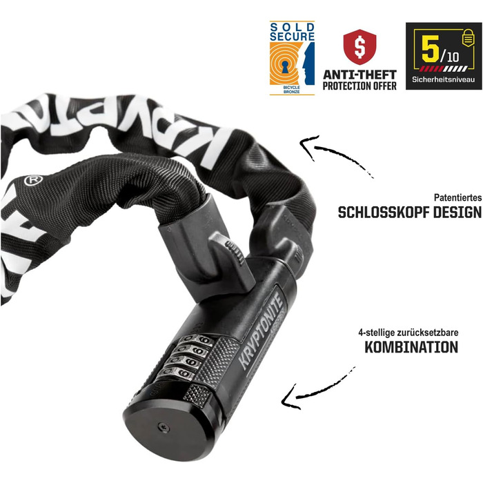 Ланцюговий замок для велосипеда Kryptonite Keeper 712 Integrated Chain, 90 см