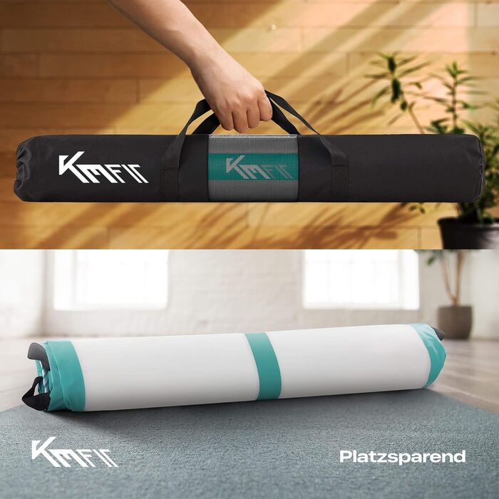 Airtrack килимок надувний 4м для гімнастики, фітнесу та йоги з електронасосом та ремкомплектом, м'ятно-зелений