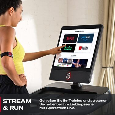 Біговий тренажер Sportstech sTread Pro/Lite: складний, до 20 км/год, нахил 15-17%, 150 кг, LED, сумісність з APP, тихий 7PS двигун, велика площа для бігу, німецька якісна марка