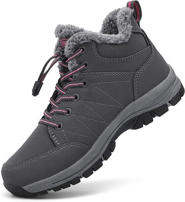 Жіночі зимові чоботи - тепла підкладка, водонепроникність, трекінгові та похідні черевики, зимові короткі чоботи, Outdoor боти (Сірий, 38.5 EU)