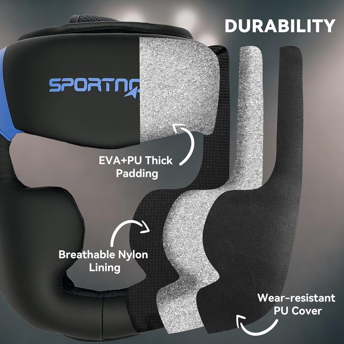 Захист голови для боксу та єдиноборств Sportnow, блакитний, універсальний розмір