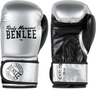 Боксерські рукавички BENLEE Carlos з екошкіри, 06 oz, срібно-чорні